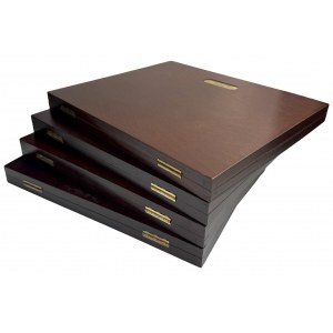 Set of wooden coin boxes (4 pcs.)