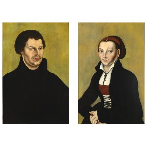 Lucas Cranach der Ältere, Kronach 1472 - 1553 Weimar, Kreis, Bildnisse von Martin Luther und Katharina Bora