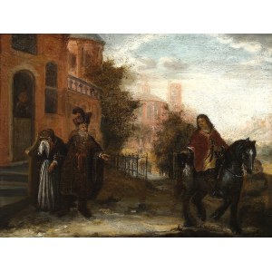 Rembrandt van Rijn, Leiden 1606 - 1669 Amsterdam, pripisovaný, Rozlúčka márnotratného syna