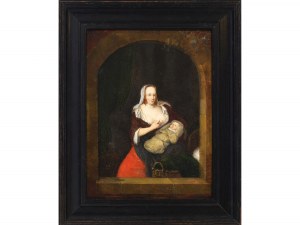 Frans van Mieris Starszy, Lejda 1635 - 1681 Lejda, atrybut, Matka z dzieckiem