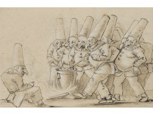 Giambattista Tiepolo, 1696 Benátky - 1770 Madrid, nasledovník, trpaslíci s benátskymi maskami