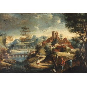 Peter von Bemmel, Norimberk 1685 - 1754 Regensburg, připsáno, Poutník u města