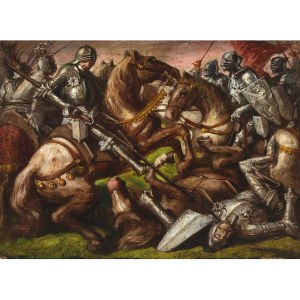 Peintre inconnu, bataille de chevaliers, 18e siècle