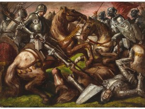 Pittore sconosciuto, Battaglia dei cavalieri, XVIII secolo