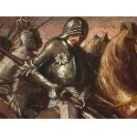 Peintre inconnu, bataille de chevaliers, 18e siècle