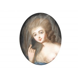 Jean-Baptiste Greuze, Tournus 1725 - 1805 Parigi, cerchio di, Ragazza con velo