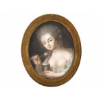 Jean-Baptiste Greuze, Tournus 1725 - 1805 Parigi, cerchio di, Ragazza con gelato