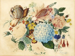 Nieznany malarz, XIX wiek, Martwa natura z kwiatami