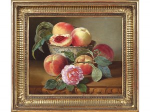 Josef Schuster, Grätz 1812 - 1890 Vienna, Still Life with Rose and Peaches
