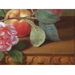Josef Schuster, Grätz 1812 - 1890 Wiedeń, Martwa natura z różą i brzoskwiniami