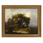 Franz Barbarini, Znojmo 1804 - 1873 Vienna, attribuito, Paesaggio pastorale