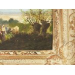 Charles August Roland, Metz 1797 - 1859 Remilly, attribué, paire de tableaux : Lavandières à l'étang &amp; Paysage pastoral