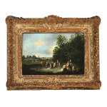 Charles August Roland, Metz 1797 - 1859 Remilly, zugeschrieben, Gemäldepaar: Wäscherinnen am Teich &amp; Pastorale Landschaft