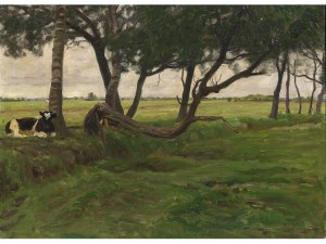 Oskar Frenzel, Berlino 1855 - 1915 Berlino, Mucche in un paesaggio