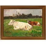 Oskar Frenzel, Berlino 1855 - 1915 Charlottenburg, Due mucche