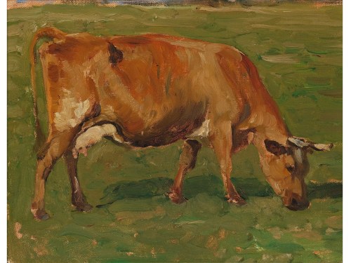 Oskar Frenzel, Berlin 1855 - 1915 Charlottenburg, Cow in the pasture
