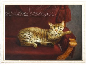 Julius Hamburger, Austria, 1830 - 1909, Cat on armchair