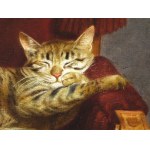 Julius Hamburger, Austria, 1830 - 1909, Cat on armchair