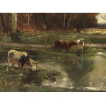 Adolf Kaufmann, Neuplachowitz 1848 - 1916 Viedeň, Kravy na pastve