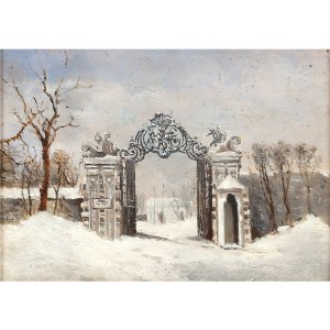 Carl Haunold, Vienna 1832 - 1911 Vienna, attribuito, Ingresso del Belvedere in inverno