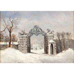 Carl Haunold, Viedeň 1832 - 1911 Viedeň, pripisovaný, Vstup do Belvederu v zime