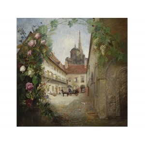 Josef Reich, Wiener Maler um 1900, Hof im fürsterzbischöflichen Palais in Wien