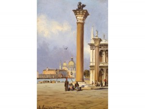 Alceste Campriani, Terni 1848 - 1933 Lucca, Place Saint-Marc à Venise