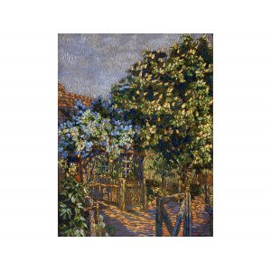 Peintre inconnu, 19e/20e siècle, Dans le jardin