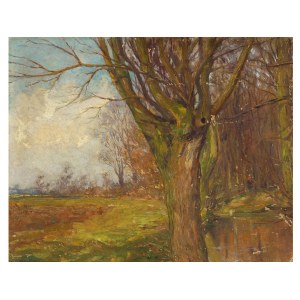 Tina Blau, Wiedeń 1845 - 1916 Wiedeń, krąg, Wczesna wiosna nad leśnym strumieniem