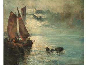 Ciardi, Die Malerfamilie Ciardi, zugeschrieben, Schiffe vor Venedig