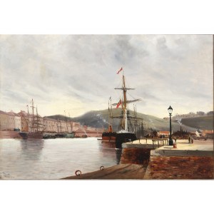 Émile-Frédéric Nicolle, Rouen 1830 - 1894 Saint-Valery-en-Caux, attribuito, il porto di Rouen