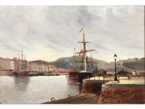 Émile-Frédéric Nicolle, Rouen 1830 - 1894 Saint-Valery-en-Caux, attributed, Rouen harbour