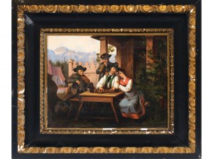 Peintre inconnu, milieu du XIXe siècle, Scène de taverne au Tyrol