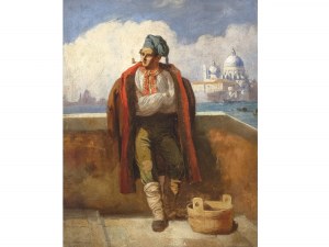 Venetian artist, 19th century, In front of the Punta della Dogana