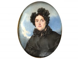Miniaturní portrét, biedermeier, kolem 1830/40, Portrét dámy: Marie Neuhold-Dory