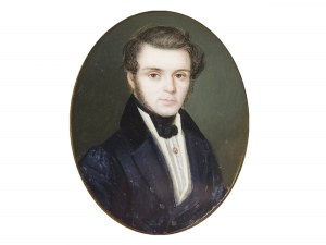 Portrétna miniatúra, Portrét džentlmena, biedermeier, polovica 19. storočia