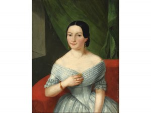 Joseph Hübner Gablonz, Boemia 1817 - circa 1880 Brno, attribuito, Ritratto di giovane donna