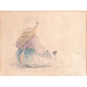 Nieznany malarz, siedząca dziewczyna