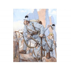 Otto Barth, Wien 1876 - 1916 Wien, Soldaten in den Dolomiten