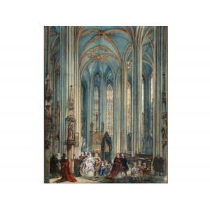Philipp Walter, Mühlhausen 1798 - 1868 Norimberga, L'interno della chiesa di San Sebaldo a Norimberga