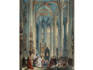 Philipp Walter, Mühlhausen 1798 - 1868 Norimberga, L'interno della chiesa di San Sebaldo a Norimberga