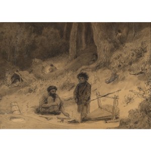 Jan Nowopacký, Nechanice 1821 - 1908 Slavětín, Dzieci w lesie