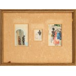 Trois aquarelles miniatures, vers 1900