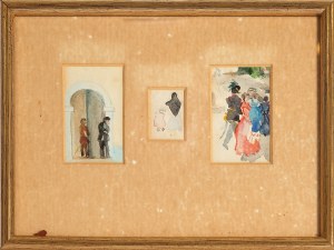Tre acquerelli in miniatura, 1900 circa
