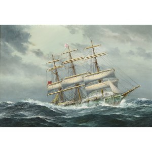 Peintre de marine, trois-mâts au large de Parchim, vers 1900/20