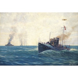 Paolo Klodic, Italy, 1887 - 1961, Austrian Navy, accompanied by a biplane