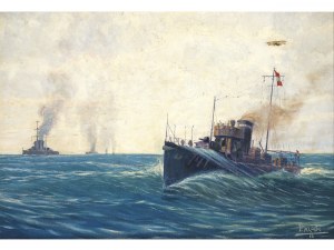 Paolo Klodic, Itálie, 1887 - 1961, rakouské námořnictvo, doprovázený dvouplošníkem