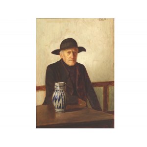 Ludwig Valenta, Vienne 1882 - 1943 Vienne, agriculteur avec une chope de bière