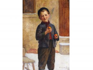 Edmund Adler, Vídeň 1876 - 1965 Mannersdorf am Leithagebirge, Chlapec s jablky