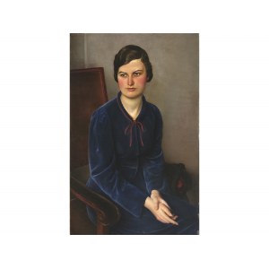 Leo Frank, Viedeň 1884 - 1959 Perchtoldsdorf, Sediaca žena v modrých šatách